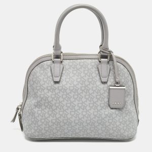 DKNY Grey Signature Coated Canvas and Leather Dome Satchel, Satchels - Luxury Closet catalog