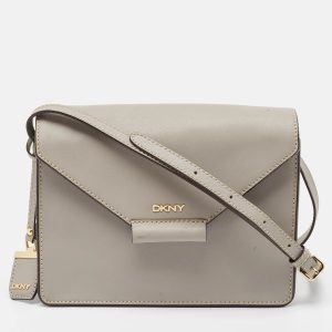 DKNY Grey Leather Bryant Park Edge Flap Crossbody Bag, Handbags - Luxury Closet catalog
