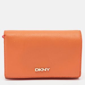Dkny Orang/Pink Leather French Flap Wallet, Wallets & Money Clips - Luxury Closet catalog
