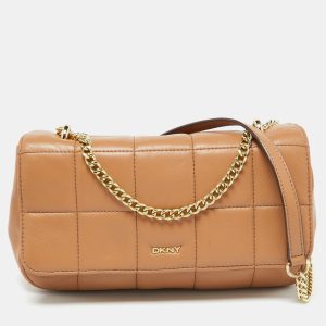 DKNY Beige Quilted Leather Flap Shoulder Bag, Shoulder Bags - Luxury Closet catalog