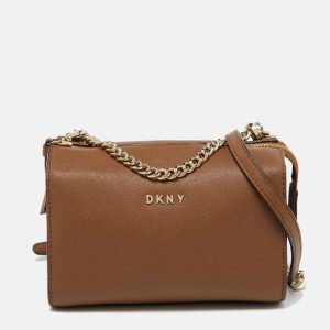 DKNY Brown Saffiano Leather Shoulder Bag, Shoulder Bags - Luxury Closet catalog