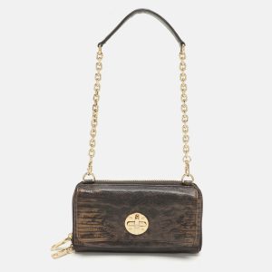 Dkny Brown Lizard Embossed Leather Chain Clutch, Clutches & Special Occasion Bags - Luxury Closet catalog
