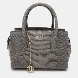 DKNY Grey Lizard Embossed Leather Satchel, Satchels - Luxury Closet catalog