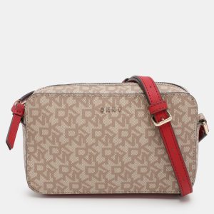 Dkny Beige/Red Signature Coated Canvas and Leather Crossbody Bag, Handbags - Luxury Closet catalog