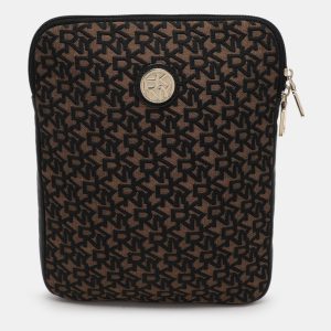 Dkny Brown/Black Canvas and Leather Pouch Clutch, Clutches & Special Occasion Bags - Luxury Closet catalog