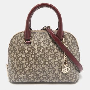 Dkny Brown/Maroon Signature Coated Canvas and Leather Small Dome Satchel, Satchels - Luxury Closet catalog