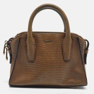 DKNY Brown Lizard Embossed Leather Chelsea Satchel, Satchels - Luxury Closet catalog