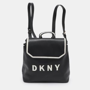 DKNY Black Leather Logo Print Jade Flap Backpack, Backpacks - Luxury Closet catalog