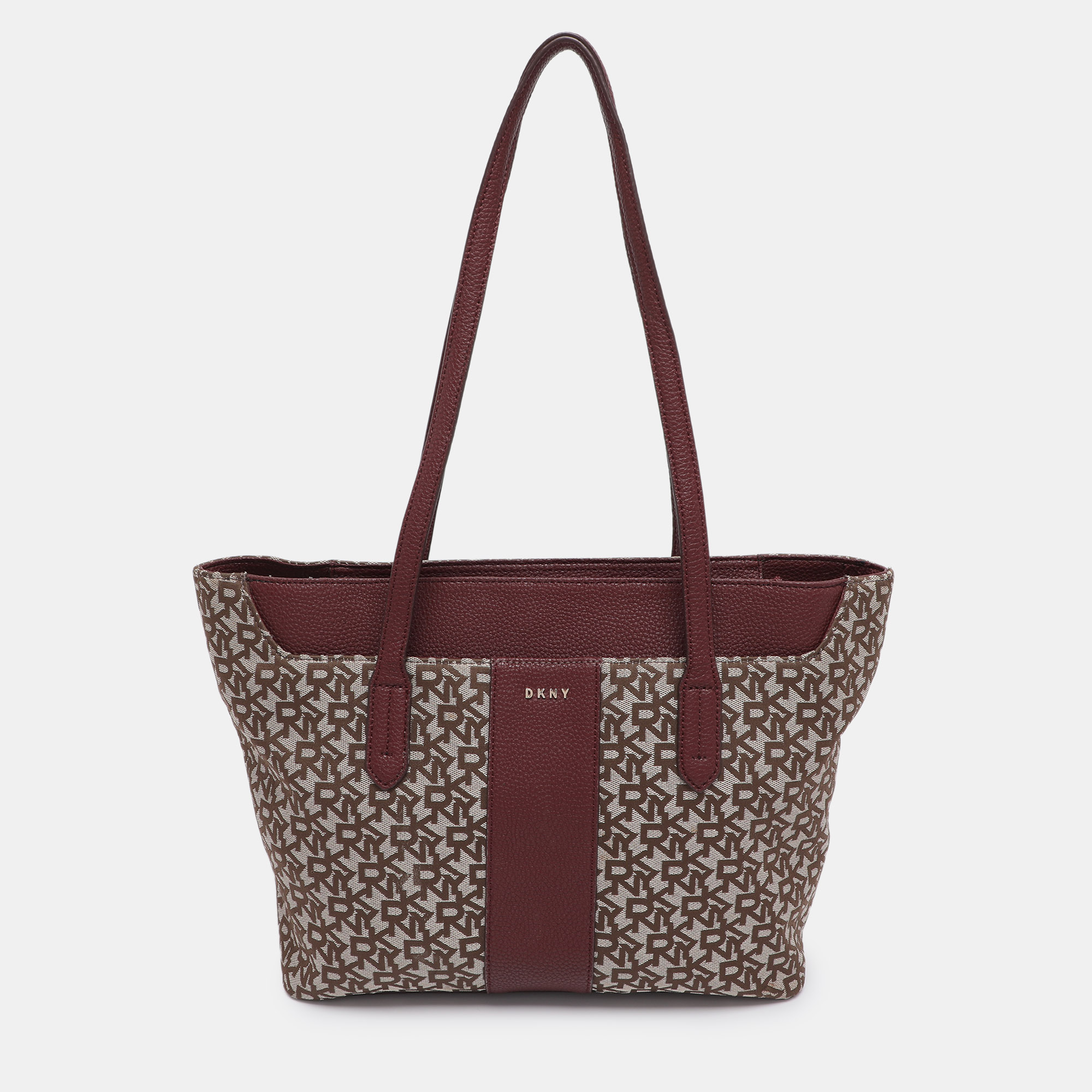 Dkny Beige/Burgundy Canvas and Leather Tote, Tote Handbags - Luxury Closet catalog