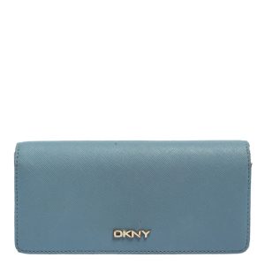 DKNY Blue/Beige Saffiano Leather Flap Continental Wallet, Wallets & Money Clips - Luxury Closet catalog