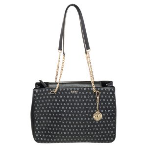 DKNY Black Signature Leather Chain Tote, Tote Handbags - Luxury Closet catalog