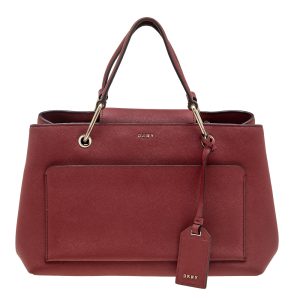 DKNY Dark Red Leather Front Pocket Tote, Tote Handbags - Luxury Closet catalog