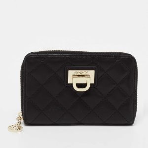 DKNY Black Quilted Leather Zip Around Wallet, Wallets & Money Clips - Luxury Closet catalog