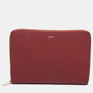 DKNY Red Leather Large Bryant Zip Around Clutch, Clutches & Special Occasion Bags - Luxury Closet catalog