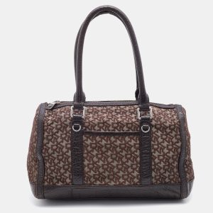 DKNY Dark Brown Signature Canvas and Leather Satchel, Satchels - Luxury Closet catalog