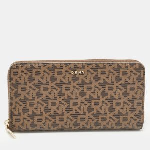 DKNY Brown Signature Coated Canvas Zip Around Continental Wallet, Wallets & Money Clips - Luxury Closet catalog