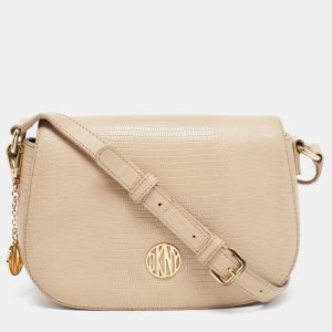 DKNY Beige Lizard Embossed Leather Logo Shoulder Bag, Shoulder Bags - Luxury Closet catalog
