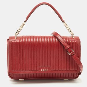 DKNY Red Pinstripe Quilted Leather Gansevoort Top Handle Bag, Satchels - Luxury Closet catalog