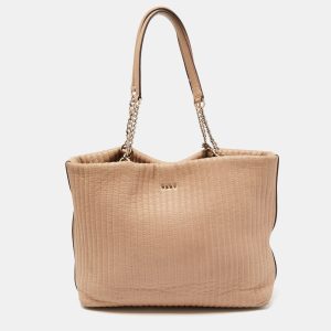 DKNY Beige Quilted Leather Chain Tote, Tote Handbags - Luxury Closet catalog
