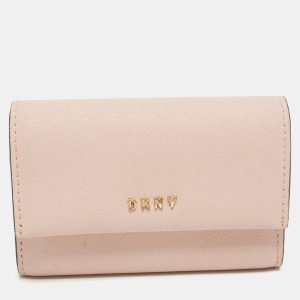 DKNY Pink Saffiano Leather Flap Compact Wallet, Wallets & Money Clips - Luxury Closet catalog