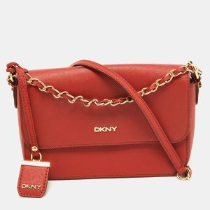 DKNY Brick Red Saffiano Leather Bryant Flap Shoulder Bag, Handbags - Luxury Closet catalog
