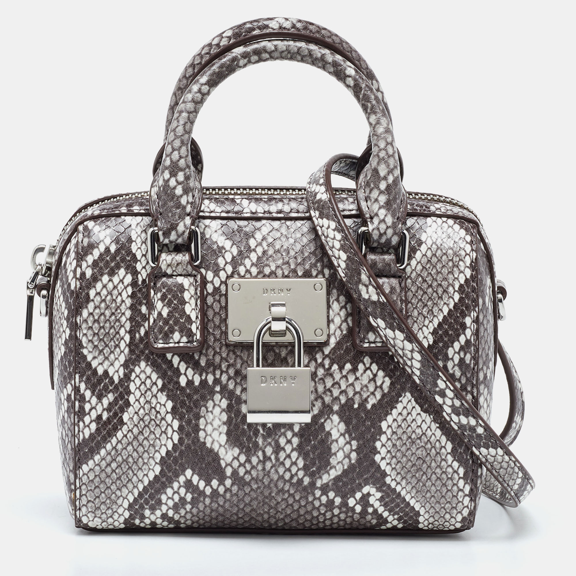 DKNY Brown Snakeskin Embossed Leather Crossbody Bag, Handbags - Luxury Closet catalog