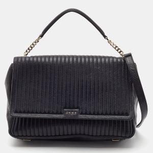 DKNY Black Quilted Leather Gansevoort Flap Top Handle Bag, Shoulder Bags - Luxury Closet catalog