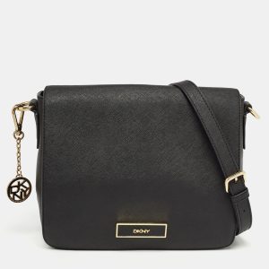 DKNY Black Leather Logo Flap Shoulder Bag, Shoulder Bags - Luxury Closet catalog