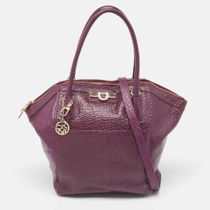 DKNY Purple Textured Leather Logo Zip Satchel, Satchels - Luxury Closet catalog