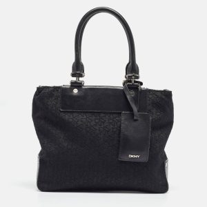 DKNY Black Monogram Canvas and Leather Tote, Tote Handbags - Luxury Closet catalog