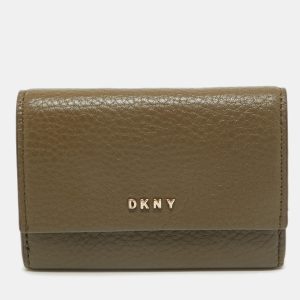 DKNY Olive Green Leather Flap Compact Wallet, Wallets & Money Clips - Luxury Closet catalog