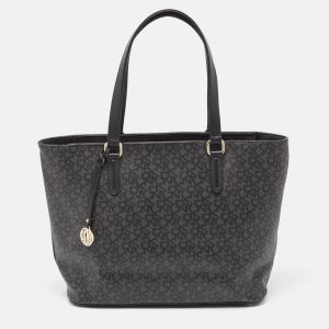 Dkny Black Monogram Coated Canvas and Leather Top Zip Tote, Tote Handbags - Luxury Closet catalog