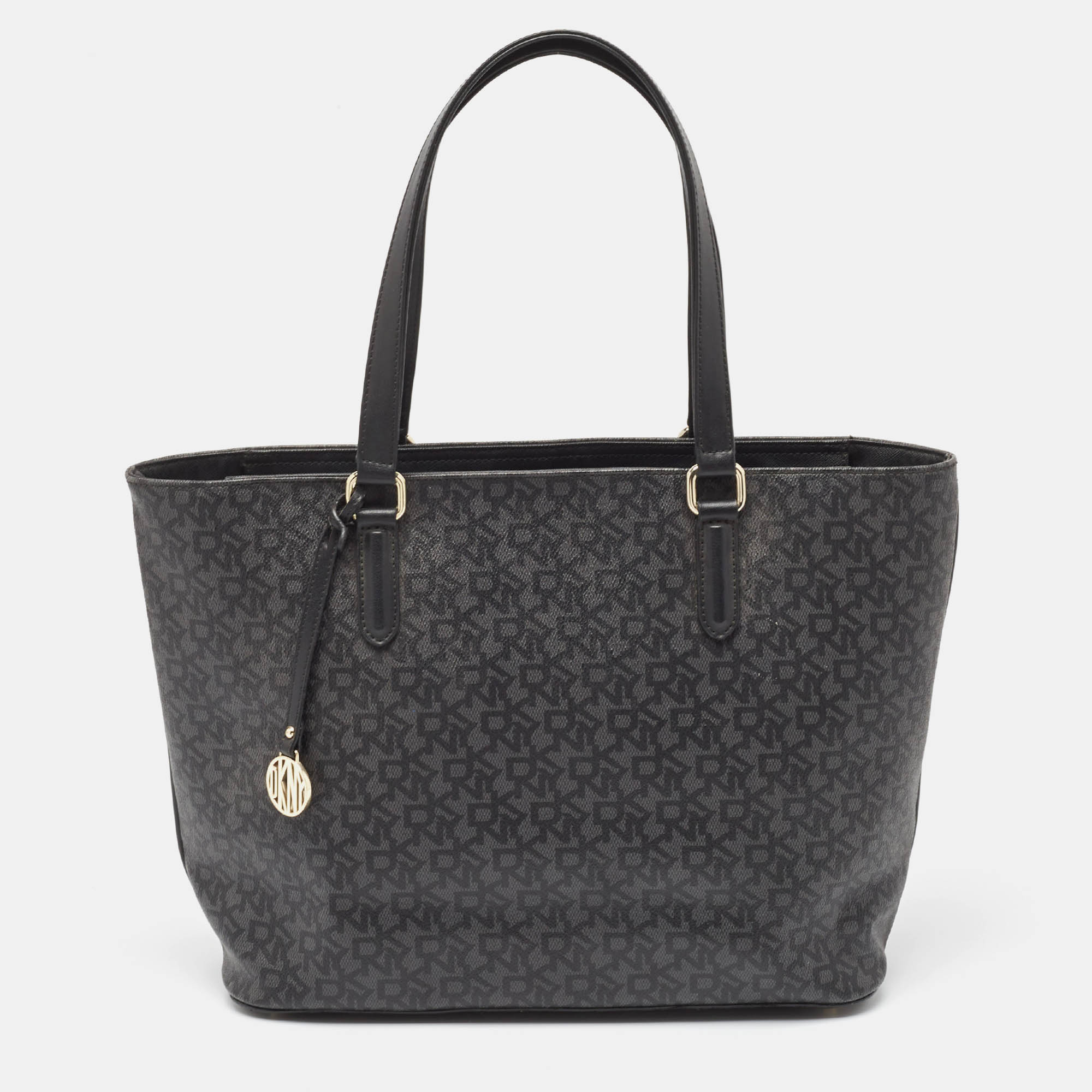 Dkny Black Monogram Coated Canvas and Leather Top Zip Tote, Tote Handbags - Luxury Closet catalog