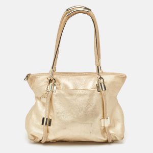 DKNY Gold Leather Metal Detail Tote, Tote Handbags - Luxury Closet catalog