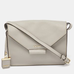DKNY Grey Leather Flap Crossbody Bag, Handbags - Luxury Closet catalog