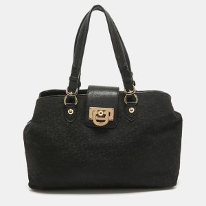 Dkny Black Monogram Canvas and Leather Flap Tote, Tote Handbags - Luxury Closet catalog