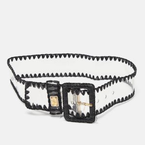 Dolce & Gabbana Black/Transparent PVC and Straw Buckle Belt 75CM, Belt Buckles - Luxury Closet catalog
