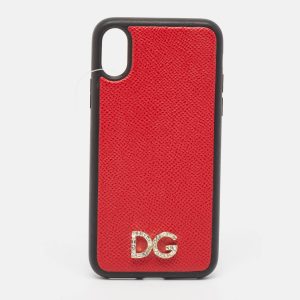 Dolce & Gabbana Red/Black DG Logo Crystals iPhone X Case, Mobile Phone Cases - Luxury Closet catalog