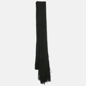 Dolce & Gabbana Black Crochet Rib Knit Fringed Stole, Scarves & Shawls - Luxury Closet catalog