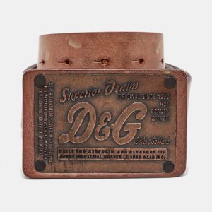 Dolce & Gabbana Brown Leather Vintage Logo Plaque Belt 100CM, Belt Buckles - Luxury Closet catalog