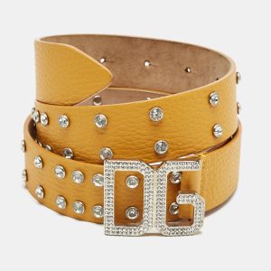 Dolce & Gabbana Orange Leather Crystals Embellished Logo Buckle Belt 80CM, Belt Buckles - Luxury Closet catalog