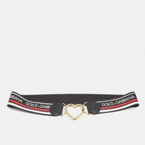 Dolce & Gabbana Multicolor Elastic Band and Leather Heart Buckle Belt 85CM, Belt Buckles - Luxury Closet catalog