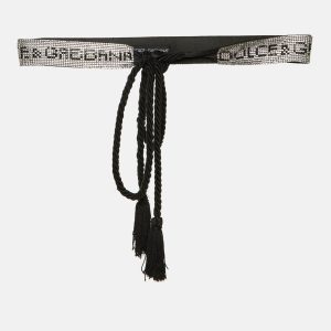 Dolce & Gabbana Black Crystal Logo Waist Belt, Belt Buckles - Luxury Closet catalog