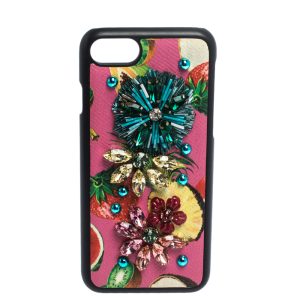 Dolce & Gabbana Multicolor Fruit Print Leather Crystal Embellished iPhone 7 Case, Luggage Accessories - Luxury Closet catalog