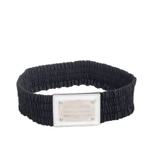 Dolce & Gabbana Black/Silver Fabric and Patent Leather Wide Waist Belt 75CM, Belt Buckles - Luxury Closet catalog