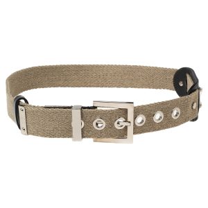 Dolce & Gabbana Beige Canvas and Leather Plaque Detail Waist Belt 75CM, Belt Buckles - Luxury Closet catalog