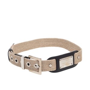 Dolce & Gabbana Beige Canvas and Leather Plaque Detail Waist Belt 70CM, Belt Buckles - Luxury Closet catalog