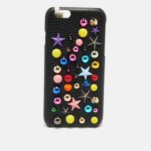 Dolce & Gabbana Black Leather Embellished iPhone 6 Cover, Mobile Phone Cases - Luxury Closet catalog