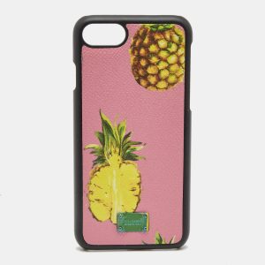 Dolce & Gabbana Pink/Black Pineapple Print Leather Phone Cover, Mobile Phone Cases - Luxury Closet catalog