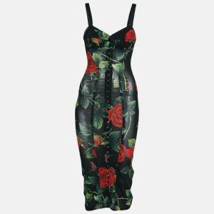 Dolce & Gabbana Black Rose Print Stretch Mesh Sheer Bodycon Dress XS, Dresses - Luxury Closet catalog
